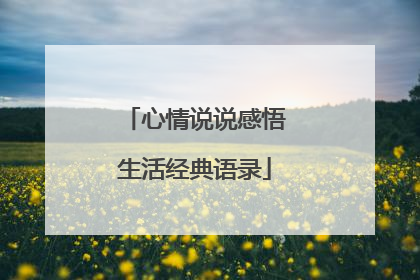 心情说说感悟生活经典语录
