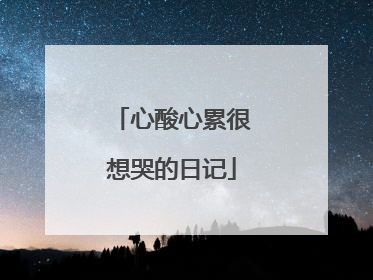 心酸心累很想哭的日记