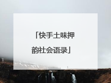 快手土味押韵社会语录