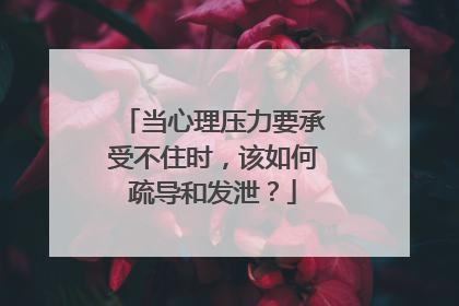 当心理压力要承受不住时，该如何疏导和发泄？