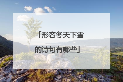 形容冬天下雪的诗句有哪些