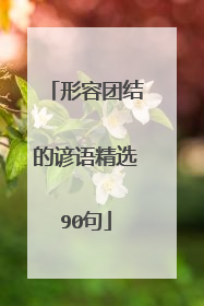 形容团结的谚语精选90句