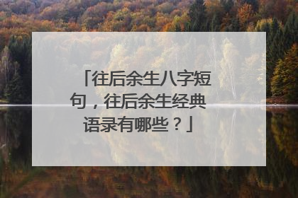 往后余生八字短句，往后余生经典语录有哪些？