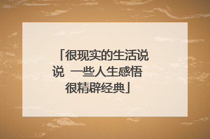 很现实的生活说说 一些人生感悟很精辟经典