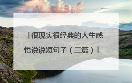 很现实很经典的人生感悟说说短句子（三篇）