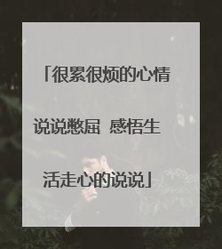 很累很烦的心情说说憋屈 感悟生活走心的说说