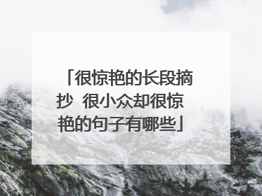 很惊艳的长段摘抄 很小众却很惊艳的句子有哪些