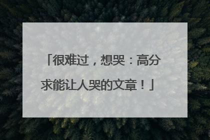 很难过，想哭：高分求能让人哭的文章！