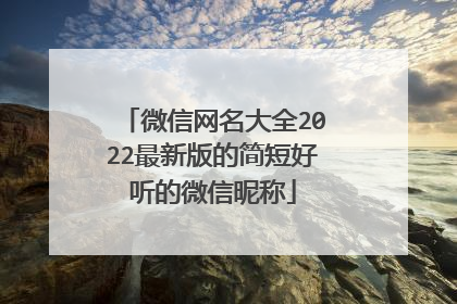 微信网名大全2022最新版的简短好听的微信昵称