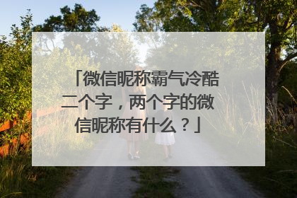微信昵称霸气冷酷二个字,两个字的微信昵称有什么?