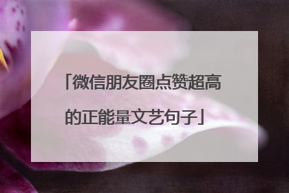 微信朋友圈点赞超高的正能量文艺句子