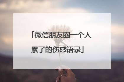 微信朋友圈一个人累了的伤感语录