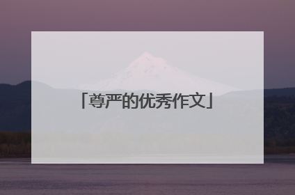 尊严的优秀作文