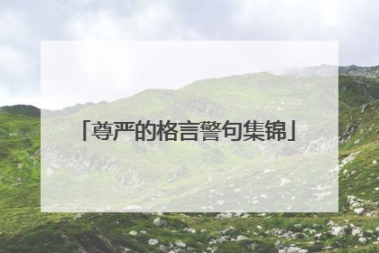 尊严的格言警句集锦