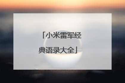 小米雷军经典语录大全