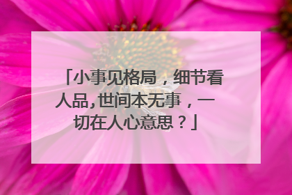 小事见格局，细节看人品,世间本无事，一切在人心意思？