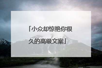 小众却惊艳你很久的高级文案