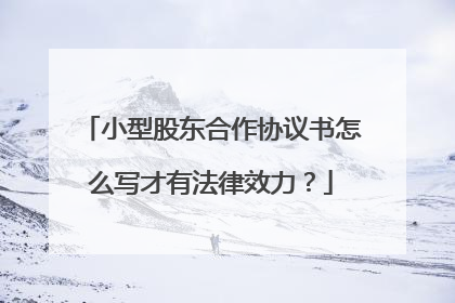 小型股东合作协议书怎么写才有法律效力？