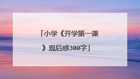 小学《开学第一课》观后感300字