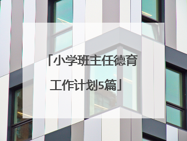 小学班主任德育工作计划5篇