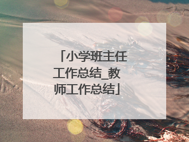 小学班主任工作总结_教师工作总结