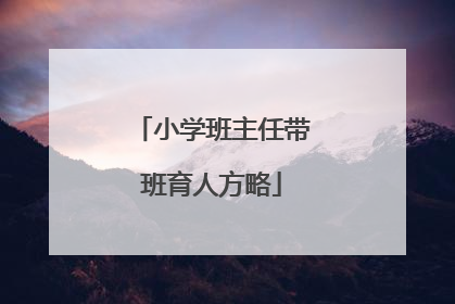 小学班主任带班育人方略