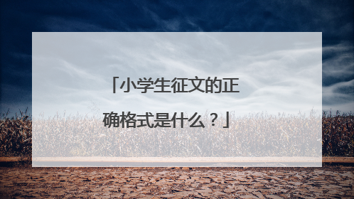 小学生征文的正确格式是什么?
