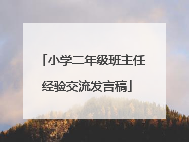 小学二年级班主任经验交流发言稿