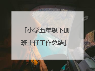 小学五年级下册班主任工作总结