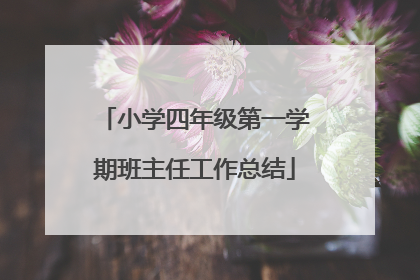 小学四年级第一学期班主任工作总结