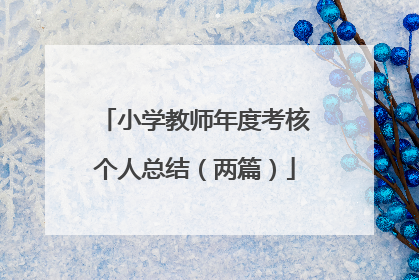 小学教师年度考核个人总结(两篇)
