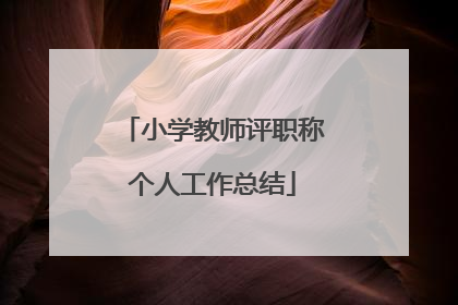 小学教师评职称个人工作总结