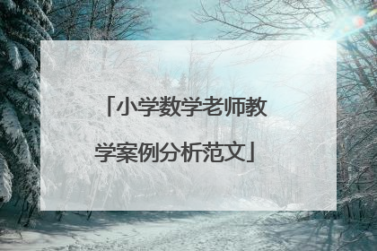 小学数学老师教学案例分析范文