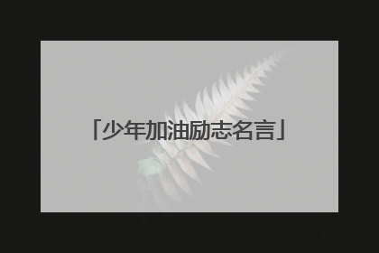 少年加油励志名言