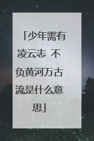 少年需有凌云志 不负黄河万古流是什么意思