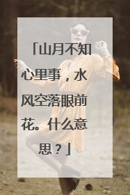 山月不知心里事，水风空落眼前花。什么意思？