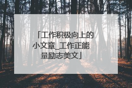 工作积极向上的小文章_工作正能量励志美文