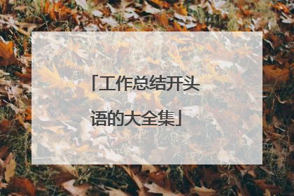 工作总结开头语的大全集