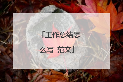 工作总结怎么写 范文