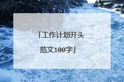 工作计划开头范文100字