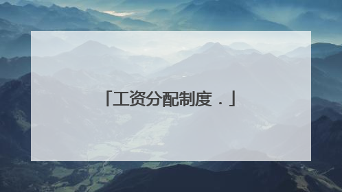 工资分配制度.