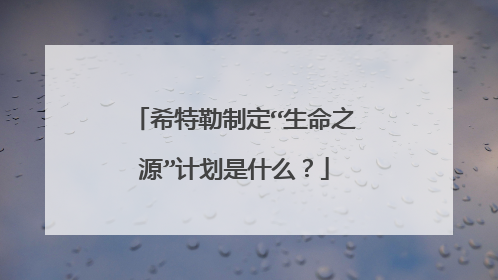 希特勒制定“生命之源”计划是什么?