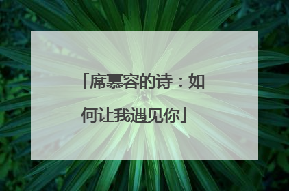 席慕容的诗:如何让我遇见你