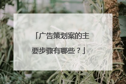 广告策划案的主要步骤有哪些？