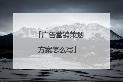 广告营销策划方案怎么写