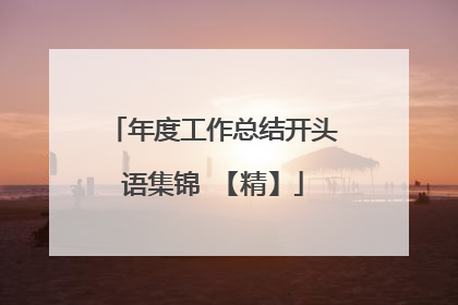年度工作总结开头语集锦 【精】
