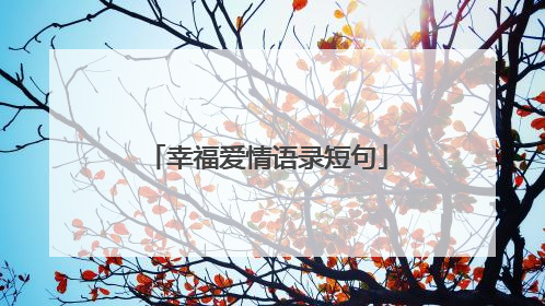 幸福爱情语录短句