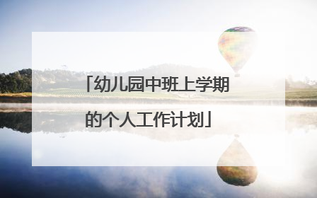 幼儿园中班上学期的个人工作计划