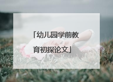幼儿园学前教育初探论文
