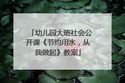 幼儿园大班社会公开课《节约用水，从我做起》教案
